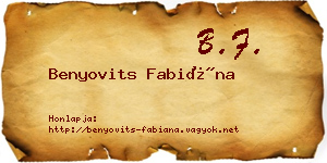 Benyovits Fabiána névjegykártya